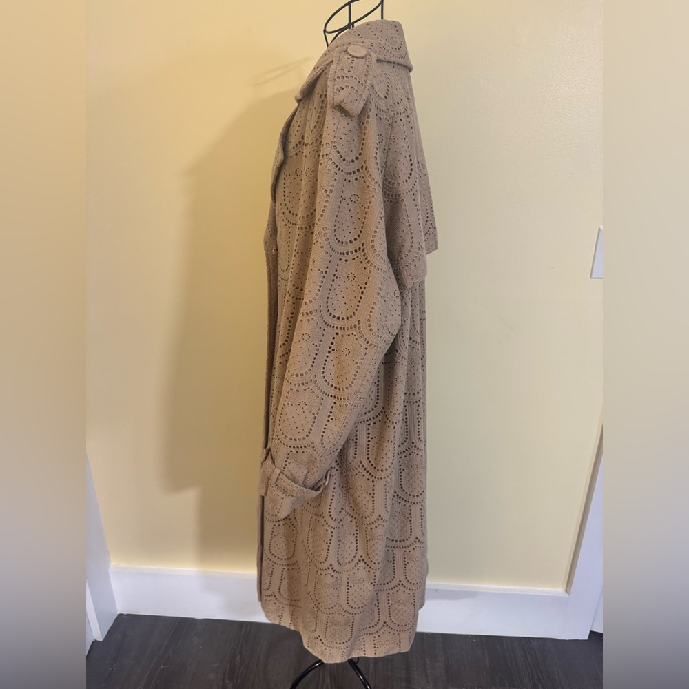 NWOT FARM Rio Pineapple Cotton Eyelet Trench Coat Size XL in Tan - Picture 9 of 15